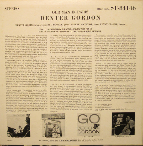 Dexter Gordon - Our Man In Paris (Vinyl, LP, Album, Stereo, Reissue)