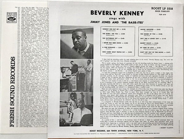 Beverly Kenney - Sings With Jimmy Jones And "The Basie-Ites" (Vinyl, LP, Album, Reissue, Mono) Very Good (VG) / Very Good (VG)