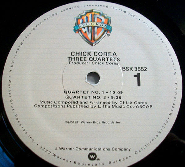 Chick Corea - Three Quartets (Vinyl, LP, Album, Stereo)