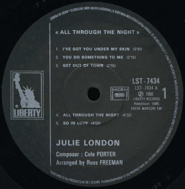 Julie London - All Through The Night (Vinyl, LP, Album, Reissue, Stereo) Very Good (VG) / Very Good Plus (VG+)