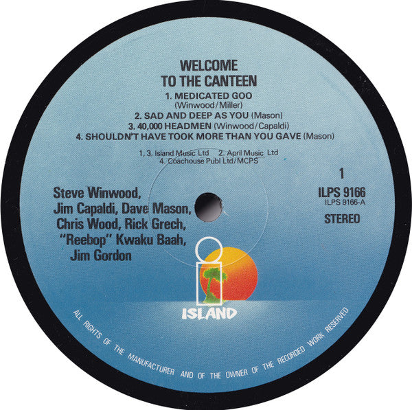 Traffic - Welcome To The Canteen (Vinyl, LP, Album, Reissue) Good Plus (G+) / Good Plus (G+)