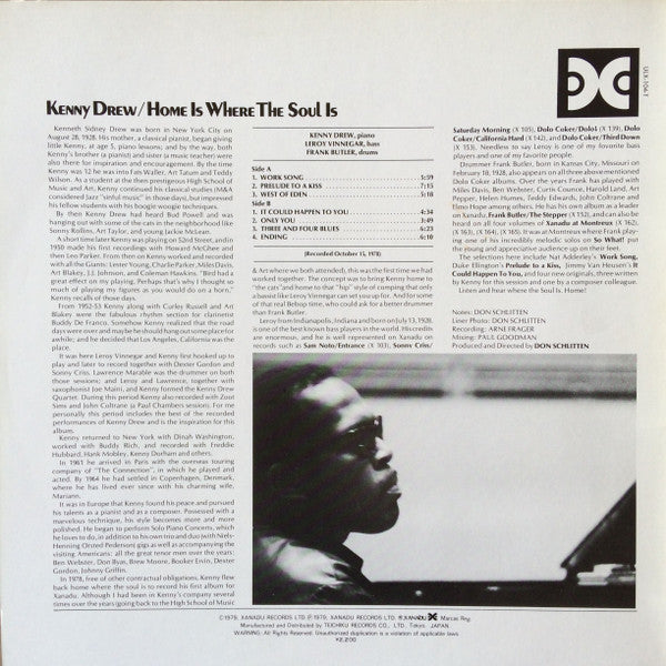 Kenny Drew - Home Is Where The Soul Is (Vinyl, LP, Album) Very Good (VG) / Very Good (VG)