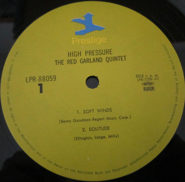 The Red Garland Quintet - High Pressure (Vinyl, LP, Album, Reissue) Very Good Plus (VG+) / Near Mint (NM or M-)