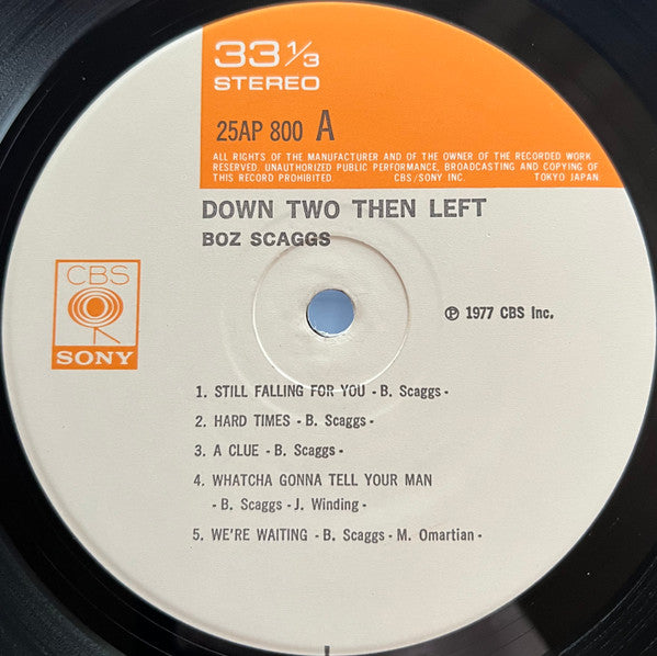 Boz Scaggs - Down Two Then Left (Vinyl, LP, Album) Near Mint (NM or M-) / Very Good Plus (VG+)