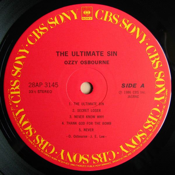 Ozzy Osbourne - The Ultimate Sin = 罪と罰 (Vinyl, LP, Album, Stereo)