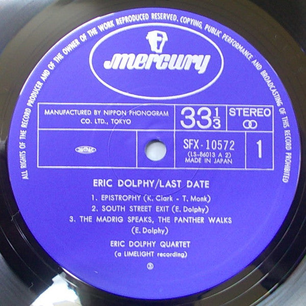 Eric Dolphy - Last Date (Vinyl, LP, Album, Reissue, Stereo) Near Mint (NM or M-) / Good Plus (G+)
