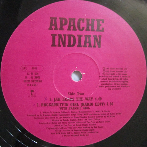Apache Indian - Raggamuffin Girl (Vinyl, 12") Very Good Plus (VG+) / Very Good (VG)