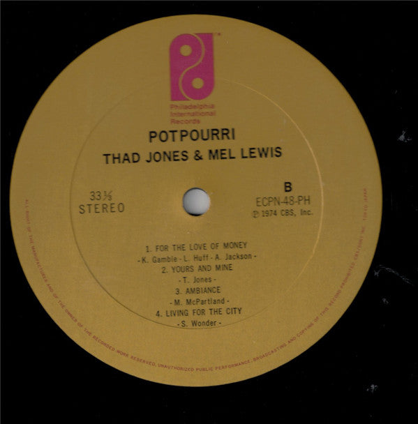 Thad Jones & Mel Lewis - Potpourri (Vinyl, LP, Album, Reissue) Very Good (VG) / Very Good (VG)