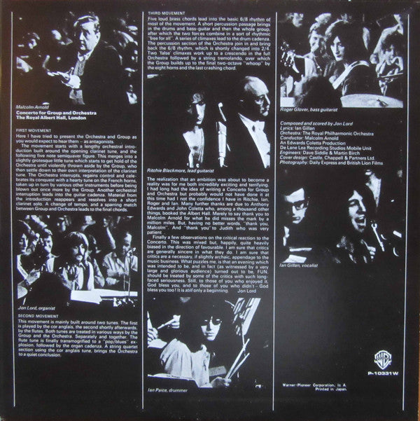 Deep Purple - Concerto For Group And Orchestra (Vinyl, LP, Album, Reissue, Stereo) Very Good Plus (VG+) / Very Good (VG)