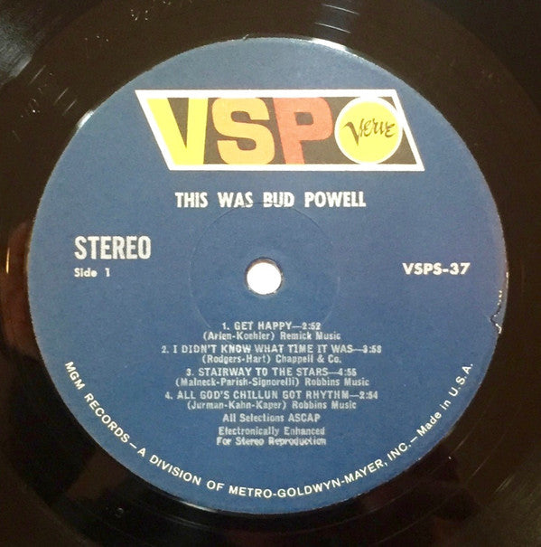 Bud Powell - This Was Bud Powell (Vinyl, LP, Compilation, Stereo) Very Good (VG) / Good Plus (G+)