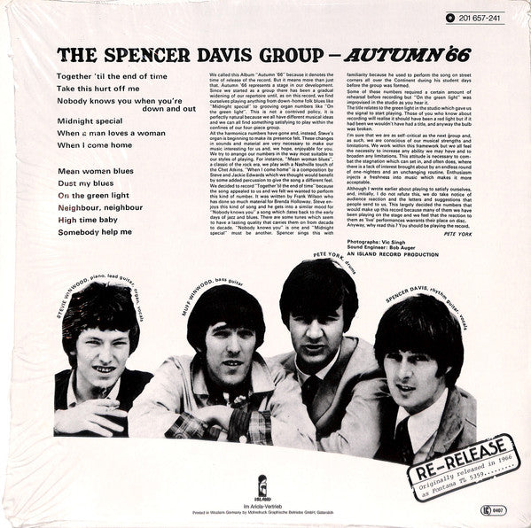 The Spencer Davis Group - Autumn '66 (Vinyl, LP, Album, Reissue) Very Good Plus (VG+) / Very Good (VG)