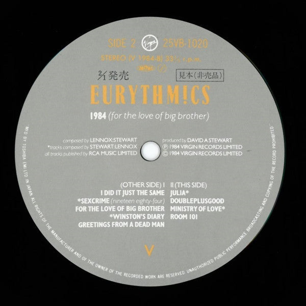 Eurythmics - 1984 (For The Love Of Big Brother) (Vinyl, LP, Album, Promo) Very Good Plus (VG+) / Very Good (VG)