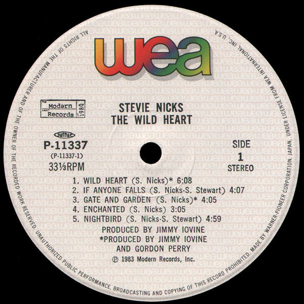 Stevie Nicks - The Wild Heart (Vinyl, LP, Album, Stereo) Near Mint (NM or M-) / Very Good (VG)