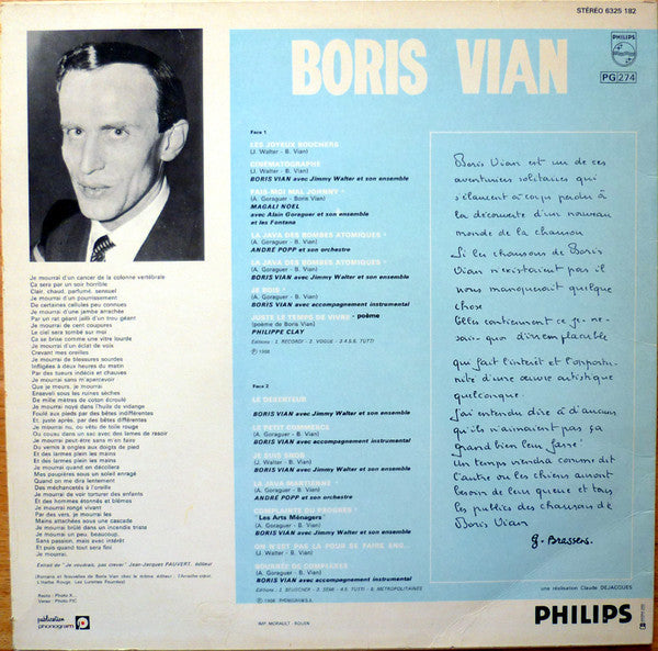 Boris Vian - Chansons Possibles, Ou Impossibles (Vinyl, LP, Album, Reissue) Very Good Plus (VG+) / Very Good (VG)