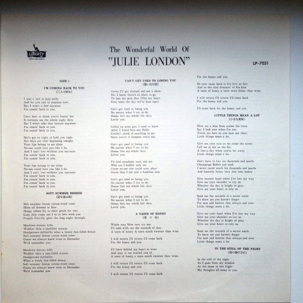 Julie London - The Wonderful World Of Julie London (Vinyl, LP, Album, Stereo) Good Plus (G+) / Very Good (VG)