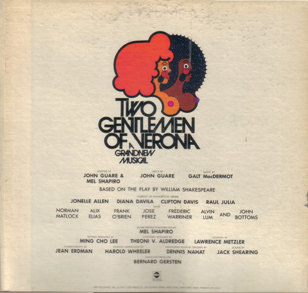 Various - Two Gentlemen Of Verona: A Grand New Musical (Original Broadway Cast Recording) (2xVinyl, LP) Very Good (VG) / Good Plus (G+)
