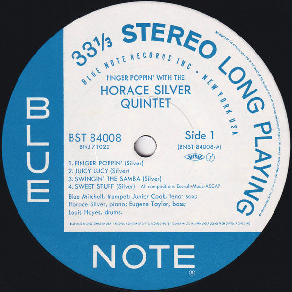 The Horace Silver Quintet - Finger Poppin' With The Horace Silver Quintet (Vinyl, LP, Album, Reissue, Stereo) Near Mint (NM or M-) / Very Good (VG)