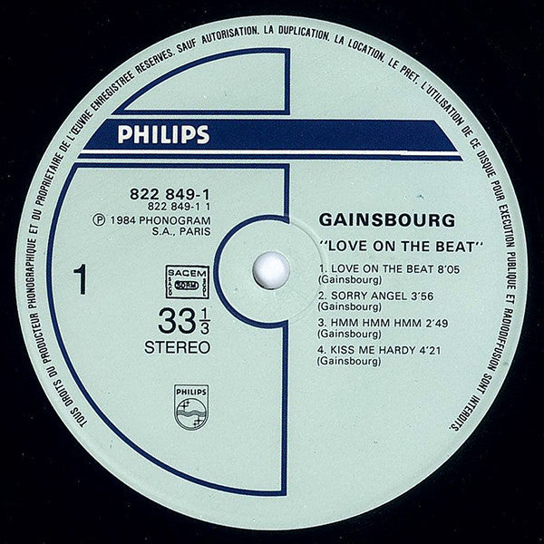 Serge Gainsbourg - Love On The Beat (Vinyl, LP, Album, Stereo) Good Plus (G+) / Very Good (VG)