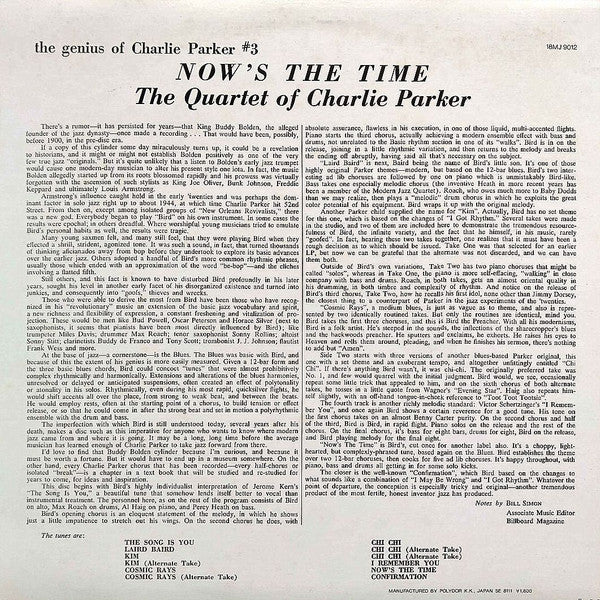 The Charlie Parker Quartet - Now's The Time (Vinyl, LP, Album, Limi...