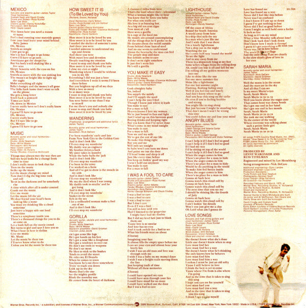 James Taylor (2) - Gorilla (Vinyl, LP, Album, Repress) Good Plus (G+) / Very Good Plus (VG+)