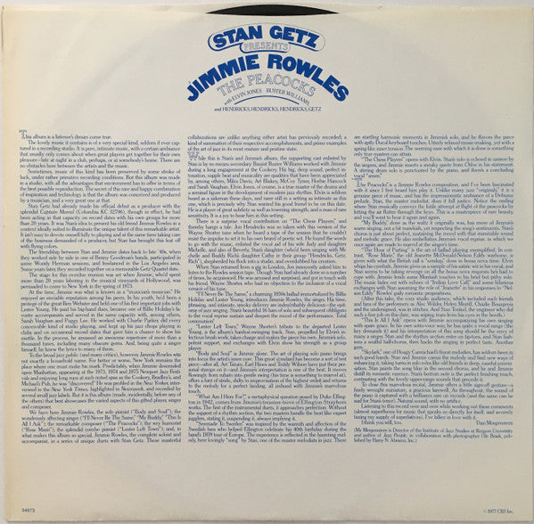 Stan Getz - The Peacocks (Vinyl, LP, Album) Good Plus (G+) / Very Good (VG)