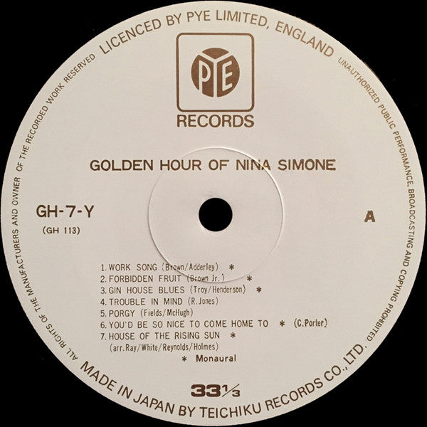 Nina Simone - Golden Hour Of Nina Simone (Vinyl, LP, Compilation) Very Good Plus (VG+) / Very Good Plus (VG+)