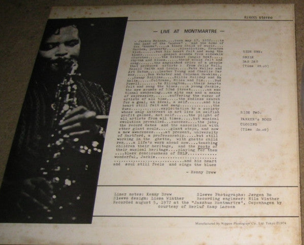 Jackie McLean - Live At Montmartre (Vinyl, LP, Album, Reissue) Very Good (VG) / Good Plus (G+)