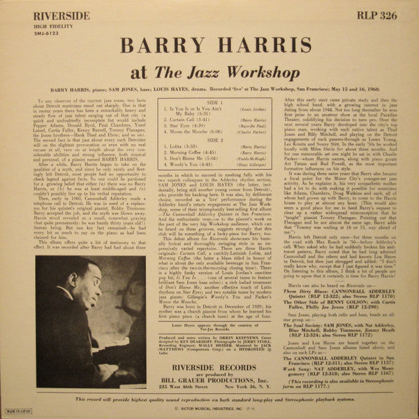 Barry Harris (2) - At The Jazz Workshop (Vinyl, LP, Album, Reissue,...