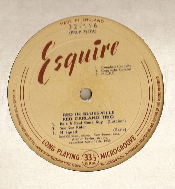 Red Garland - Red In Bluesville (Vinyl, LP, Album, Mono) Good Plus (G+) / Very Good (VG)