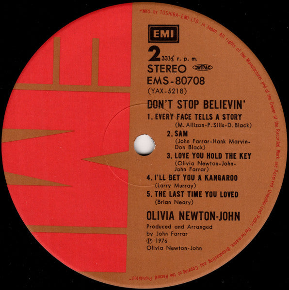 Olivia Newton-John - Don't Stop Believin' (Vinyl, LP, Album, Stereo) Very Good Plus (VG+) / Very Good Plus (VG+)