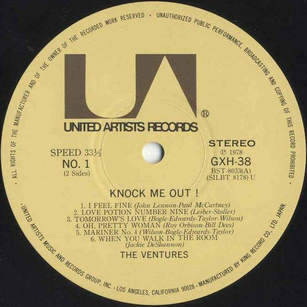 The Ventures - Knock Me Out! (Vinyl, LP, Album, Stereo, Reissue) Very Good Plus (VG+) / Very Good (VG)
