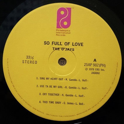 The O'Jays - So Full Of Love (Vinyl, LP, Album) Very Good (VG) / Very Good (VG)