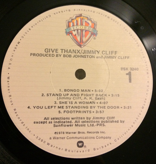 Jimmy Cliff - Give Thankx (Vinyl, LP, Album) Very Good Plus (VG+) / Very Good Plus (VG+)