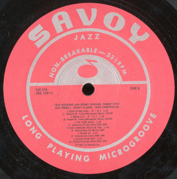 Fats Navarro - Fats Bud-Klook-Sonny-Kinney (Memorial Album Number One) (Vinyl, LP, Album, Reissue, Remastered, Mono) Very Good Plus (VG+) / Very Good Plus (VG+)