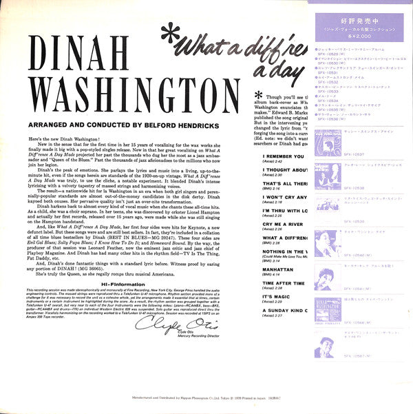 Dinah Washington - What A Diff'rence A Day Makes! (Vinyl, LP, Album...