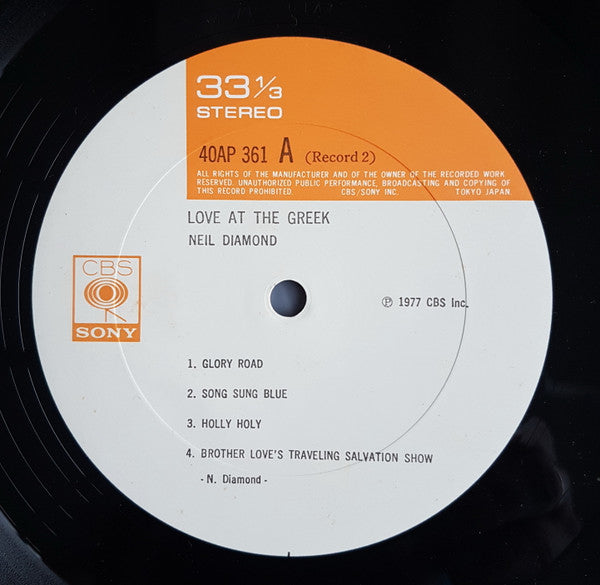 Neil Diamond - Love At The Greek - Recorded Live At The Greek Theatre (2xVinyl, LP) Very Good (VG) / Very Good (VG)