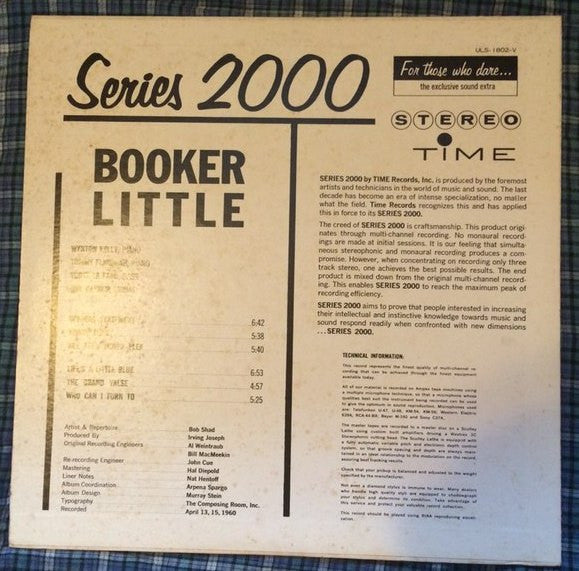 Booker Little - Booker Little (Vinyl, LP, Album, Reissue, Stereo)