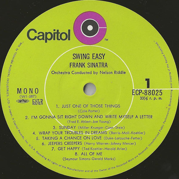 Frank Sinatra - Swing Easy! And Songs For Young Lovers (Vinyl, LP, Compilation, Mono) Very Good Plus (VG+) / Very Good Plus (VG+)