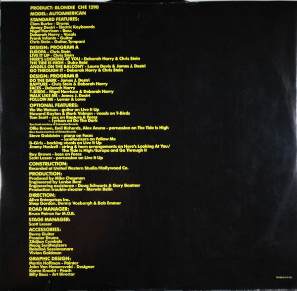 Blondie - AutoAmerican (Vinyl, LP, Album)