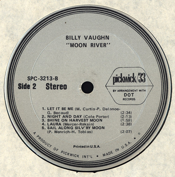Billy Vaughn - Moon River (Vinyl, LP, Compilation) Very Good Plus (VG+) / Good (G)