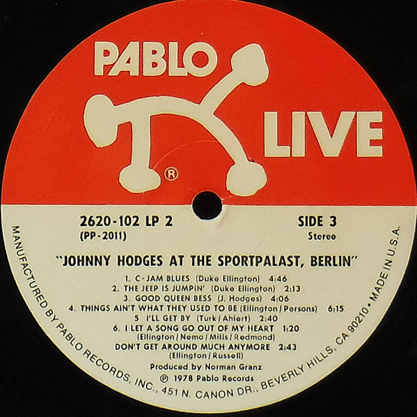 Johnny Hodges - At The Sportpalast, Berlin (2xVinyl, LP, Album, Stereo) Very Good Plus (VG+) / Very Good Plus (VG+)