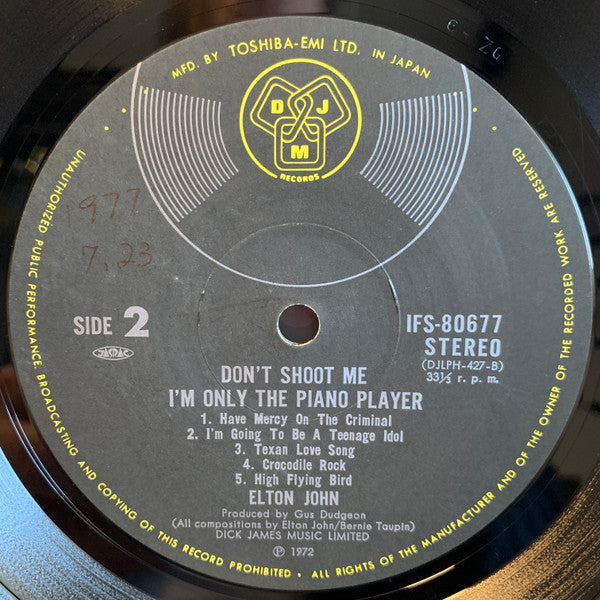 Elton John - Don't Shoot Me I'm Only The Piano Player (Vinyl, LP, Album, Reissue, Stereo) Very Good Plus (VG+) / Very Good Plus (VG+)