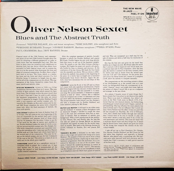 Oliver Nelson - The Blues And The Abstract Truth (Vinyl, LP, Album, Reissue, Repress, Stereo) Good Plus (G+) / Good Plus (G+)