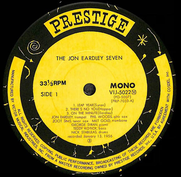 Jon Eardley - The Jon Eardley Seven (Vinyl, LP, Album, Reissue, Mono) Very Good Plus (VG+) / Very Good Plus (VG+)