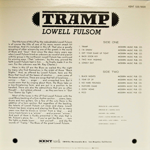 Lowell Fulson - Tramp (Vinyl, LP, Album, Reissue, Stereo) Near Mint (NM or M-) / Near Mint (NM or M-)