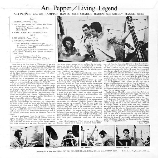 Art Pepper - Living Legend (Vinyl, LP, Album)