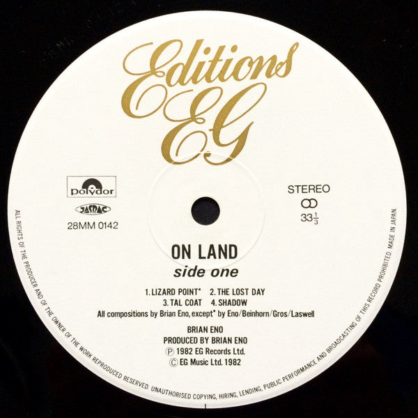 Brian Eno - Ambient 4 (On Land) (Vinyl, LP, Album, Stereo) Near Mint (NM or M-) / Near Mint (NM or M-)
