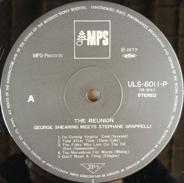 George Shearing - The Reunion (Vinyl, LP, Album) Very Good Plus (VG+) / Very Good Plus (VG+)