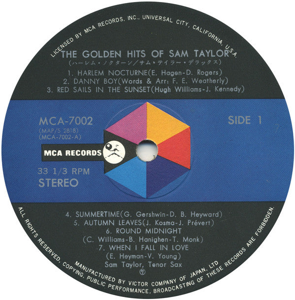 Sam Taylor (2) - The Golden Hits Of Sam Taylor (Vinyl, LP, Compilation, Stereo) Very Good (VG) / Very Good (VG)
