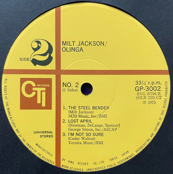 Milt Jackson - Olinga (Vinyl, LP, Album, Stereo)